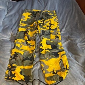 Yellow/Green/Black/Brown Camo Pants